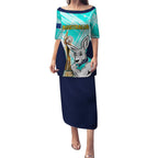 Custom Australia Soccer Puletasi Matildas Kangaroo With World Cup Trophy 2023 Turquoise Version