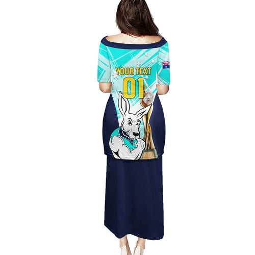 Custom Australia Soccer Puletasi Matildas Kangaroo With World Cup Trophy 2023 Turquoise Version