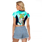 Custom Australia Soccer Raglan Cropped T Shirt Matildas Kangaroo With World Cup Trophy 2023 Turquoise Version
