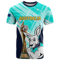 Custom Australia Soccer T Shirt Matildas Kangaroo With World Cup Trophy 2023 Turquoise Version