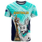 Custom Australia Soccer T Shirt Matildas Kangaroo With World Cup Trophy 2023 Turquoise Version