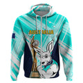 Custom Australia Soccer Zip Hoodie Matildas Kangaroo With World Cup Trophy 2023 Turquoise Version