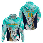 Custom Australia Soccer Zip Hoodie Matildas Kangaroo With World Cup Trophy 2023 Turquoise Version