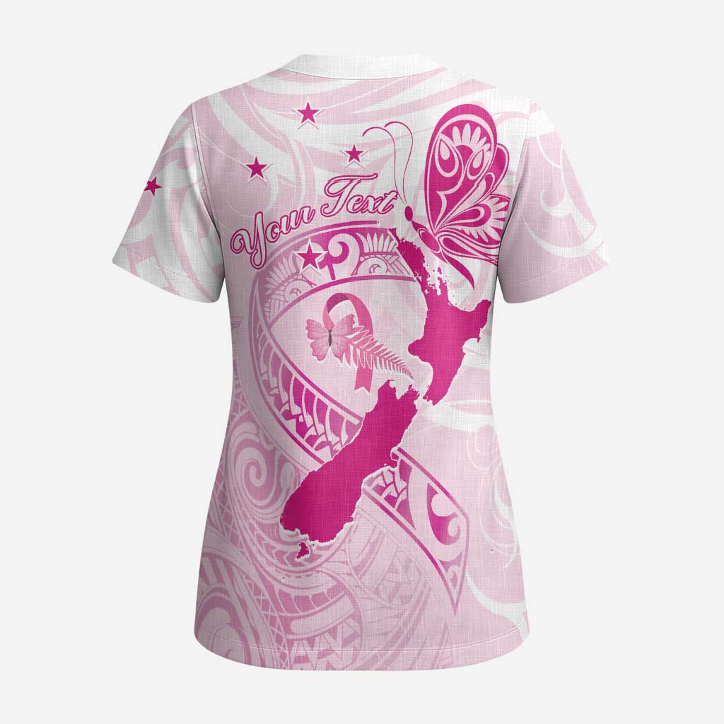 Personalised Aotearoa Breast Cancer Scrub Top New Zealand Maori Pattern - Aussie Hoodie