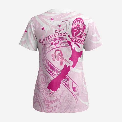 Personalised Aotearoa Breast Cancer Scrub Top New Zealand Maori Pattern - Aussie Hoodie