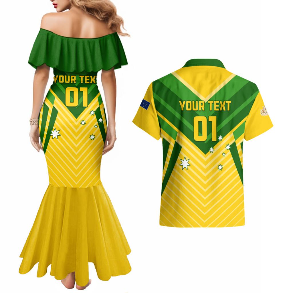 Australia Soccer Couples Matching Mermaid Dress and Hawaiian Shirt Go Socceroos