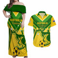 Australia Soccer Couples Matching Off Shoulder Maxi Dress and Hawaiian Shirt Go Socceroos