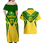 Australia Soccer Couples Matching Off Shoulder Maxi Dress and Hawaiian Shirt Go Socceroos
