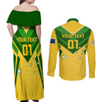 Australia Soccer Couples Matching Off Shoulder Maxi Dress and Long Sleeve Button Shirt Go Socceroos