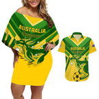 Australia Soccer Couples Matching Off Shoulder Short Dress and Hawaiian Shirt Go Socceroos