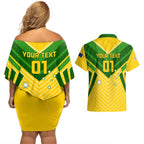 Australia Soccer Couples Matching Off Shoulder Short Dress and Hawaiian Shirt Go Socceroos