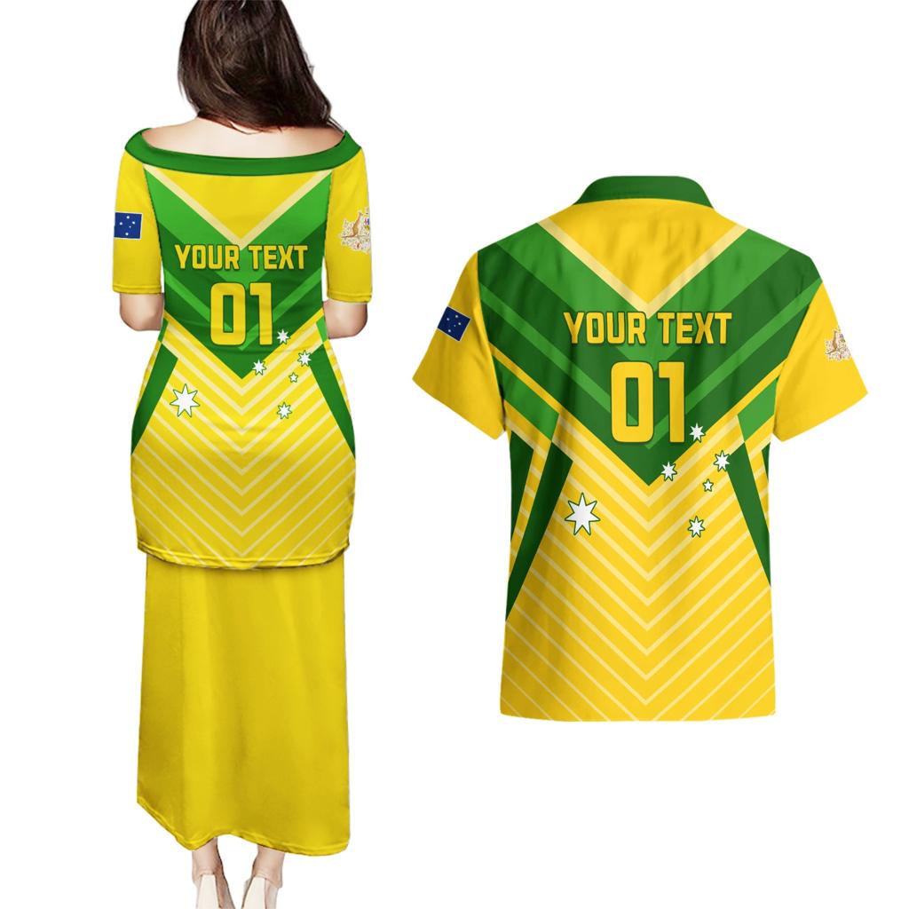 Australia Soccer Couples Matching Puletasi and Hawaiian Shirt Go Socceroos