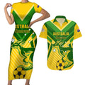 Australia Soccer Couples Matching Short Sleeve Bodycon Dress and Hawaiian Shirt Go Socceroos