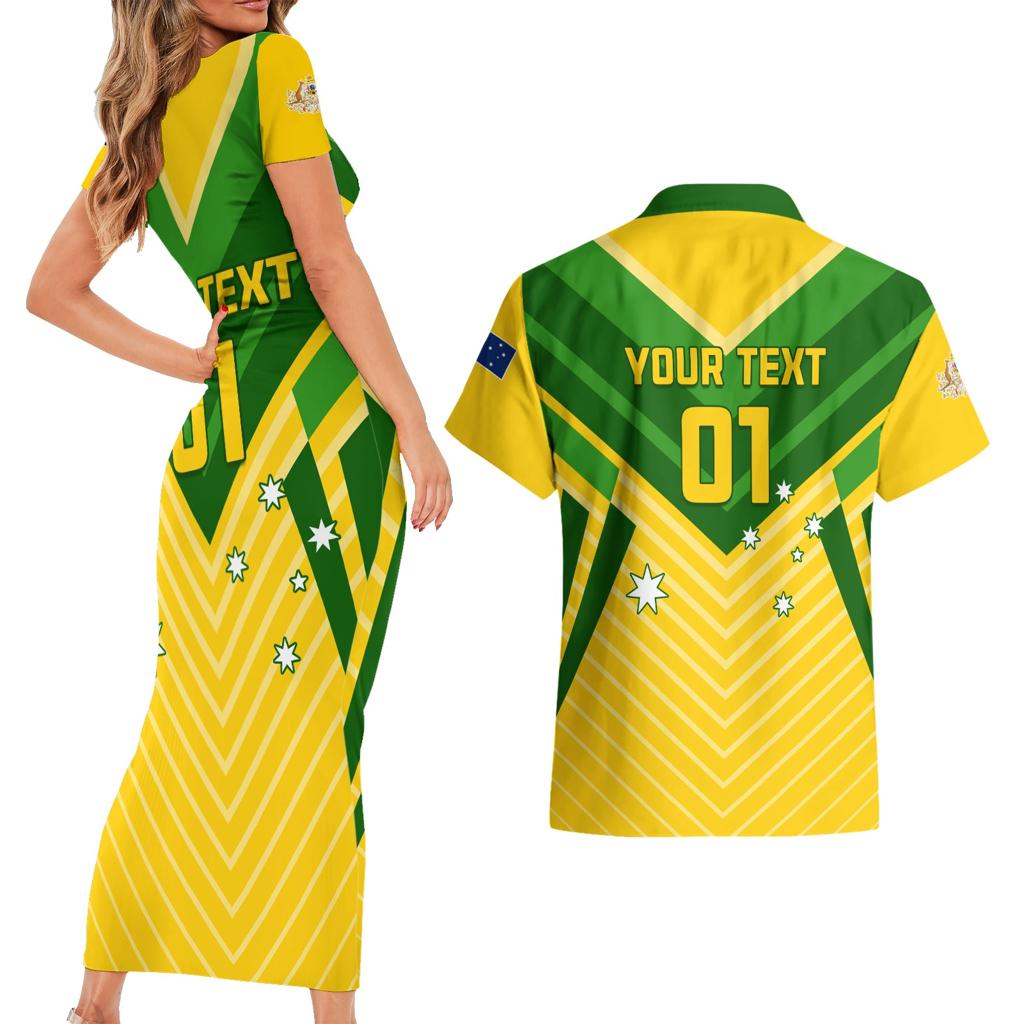 Australia Soccer Couples Matching Short Sleeve Bodycon Dress and Hawaiian Shirt Go Socceroos