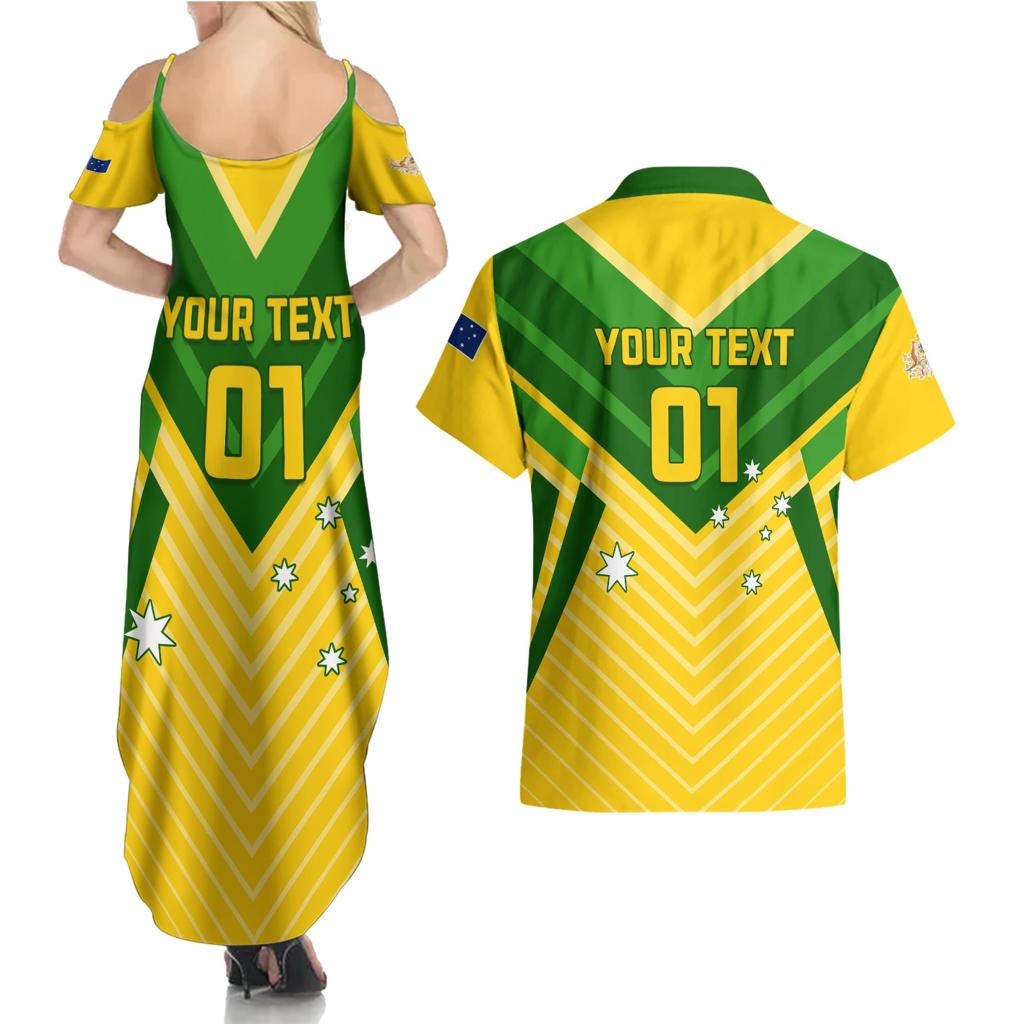 Australia Soccer Couples Matching Summer Maxi Dress and Hawaiian Shirt Go Socceroos
