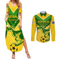 Australia Soccer Couples Matching Summer Maxi Dress and Long Sleeve Button Shirt Go Socceroos