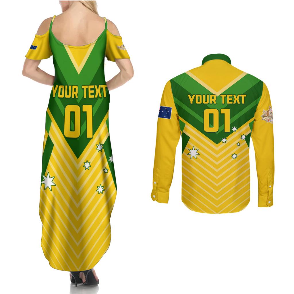 Australia Soccer Couples Matching Summer Maxi Dress and Long Sleeve Button Shirt Go Socceroos