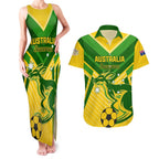 Australia Soccer Couples Matching Tank Maxi Dress and Hawaiian Shirt Go Socceroos