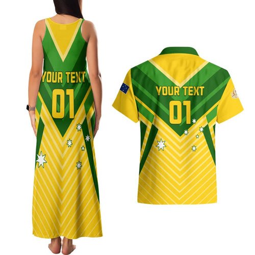 Australia Soccer Couples Matching Tank Maxi Dress and Hawaiian Shirt Go Socceroos