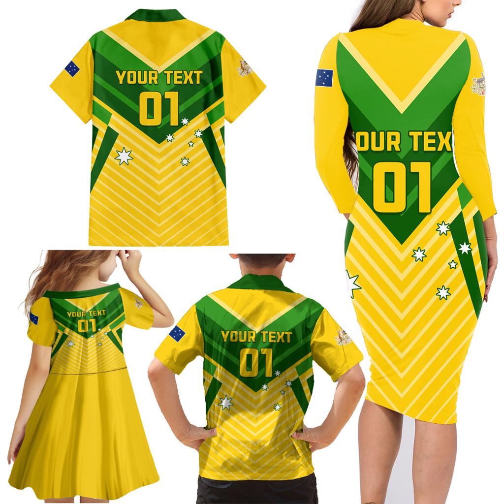 Australia Soccer Family Matching Long Sleeve Bodycon Dress and Hawaiian Shirt Go Socceroos
