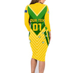 Australia Soccer Family Matching Long Sleeve Bodycon Dress and Hawaiian Shirt Go Socceroos