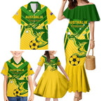 Australia Soccer Family Matching Mermaid Dress and Hawaiian Shirt Go Socceroos