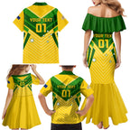Australia Soccer Family Matching Mermaid Dress and Hawaiian Shirt Go Socceroos