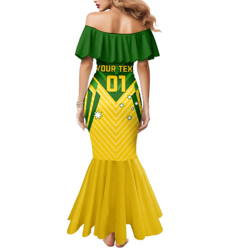 Australia Soccer Family Matching Mermaid Dress and Hawaiian Shirt Go Socceroos