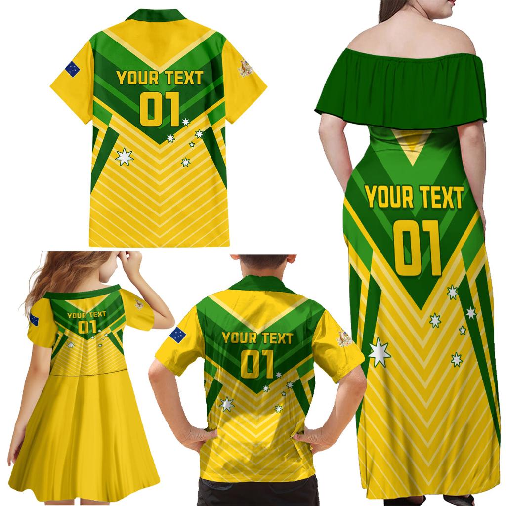 Australia Soccer Family Matching Off Shoulder Maxi Dress and Hawaiian Shirt Go Socceroos