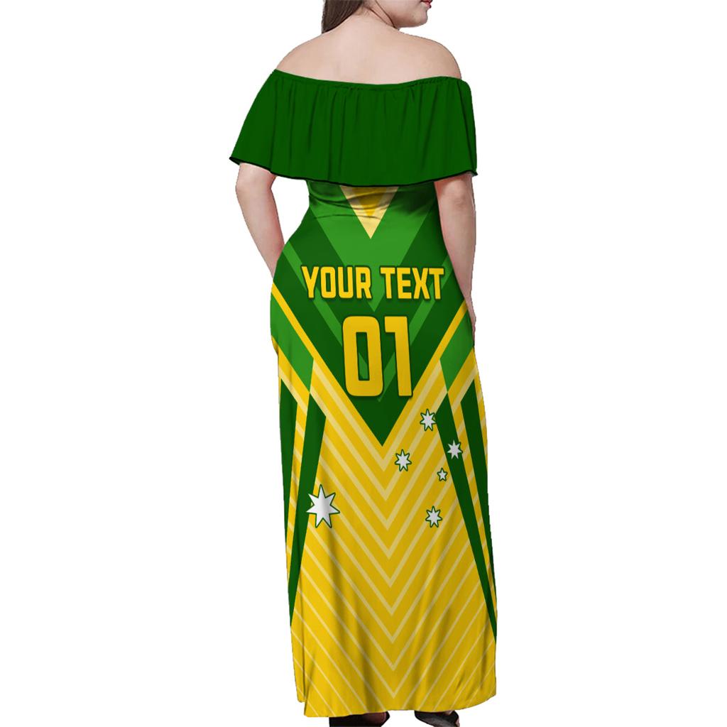 Australia Soccer Family Matching Off Shoulder Maxi Dress and Hawaiian Shirt Go Socceroos