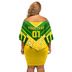Australia Soccer Family Matching Off Shoulder Short Dress and Hawaiian Shirt Go Socceroos