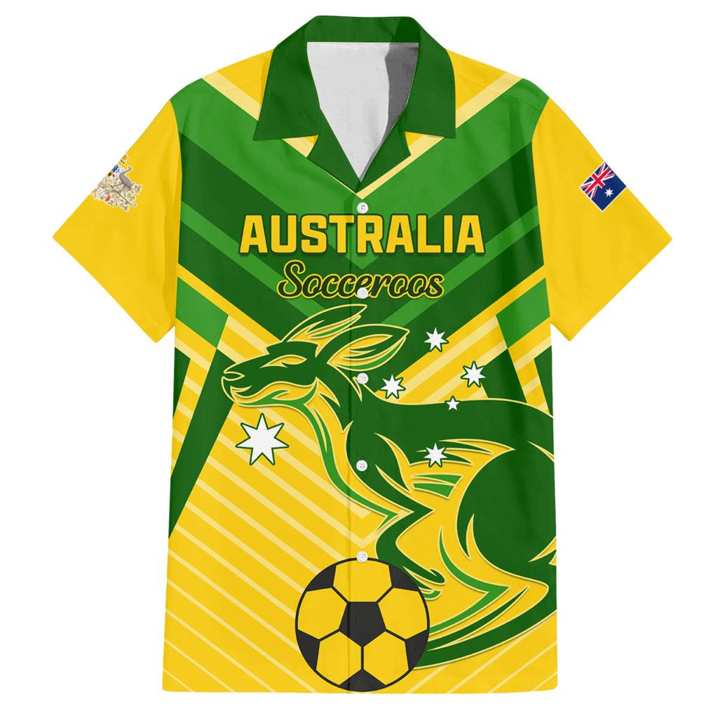 Australia Soccer Family Matching Puletasi and Hawaiian Shirt Go Socceroos