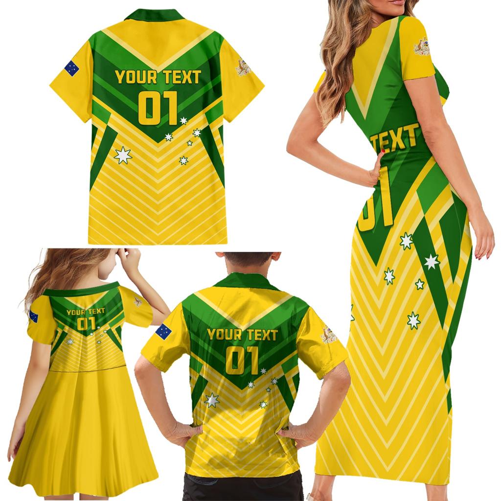 Australia Soccer Family Matching Short Sleeve Bodycon Dress and Hawaiian Shirt Go Socceroos