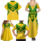 Australia Soccer Family Matching Summer Maxi Dress and Hawaiian Shirt Go Socceroos