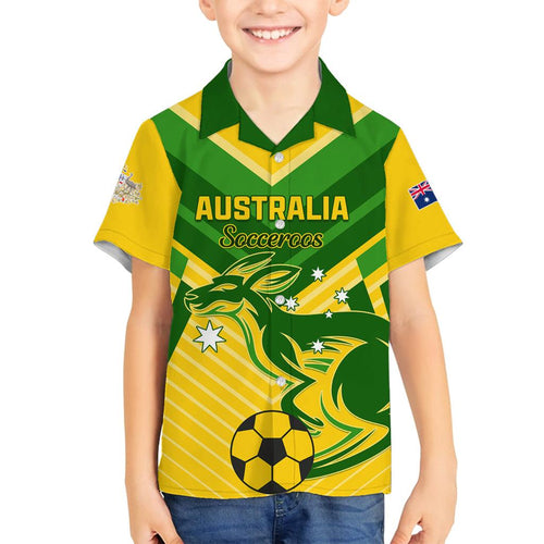 Australia Soccer Family Matching Summer Maxi Dress and Hawaiian Shirt Go Socceroos