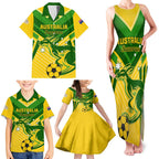 Australia Soccer Family Matching Tank Maxi Dress and Hawaiian Shirt Go Socceroos