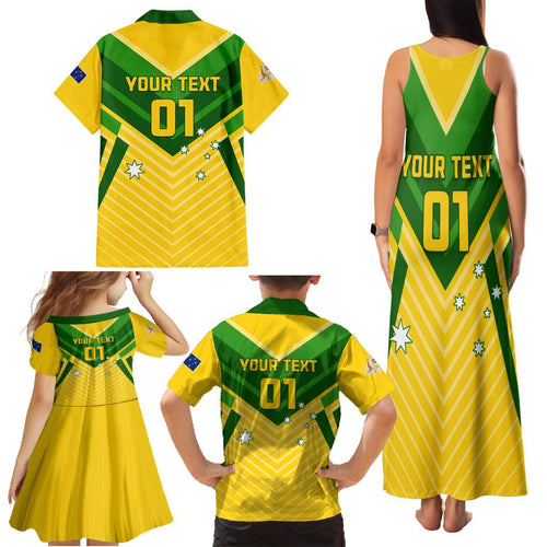 Australia Soccer Family Matching Tank Maxi Dress and Hawaiian Shirt Go Socceroos