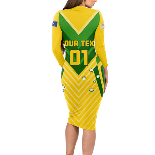 Australia Soccer Long Sleeve Bodycon Dress Go Socceroos
