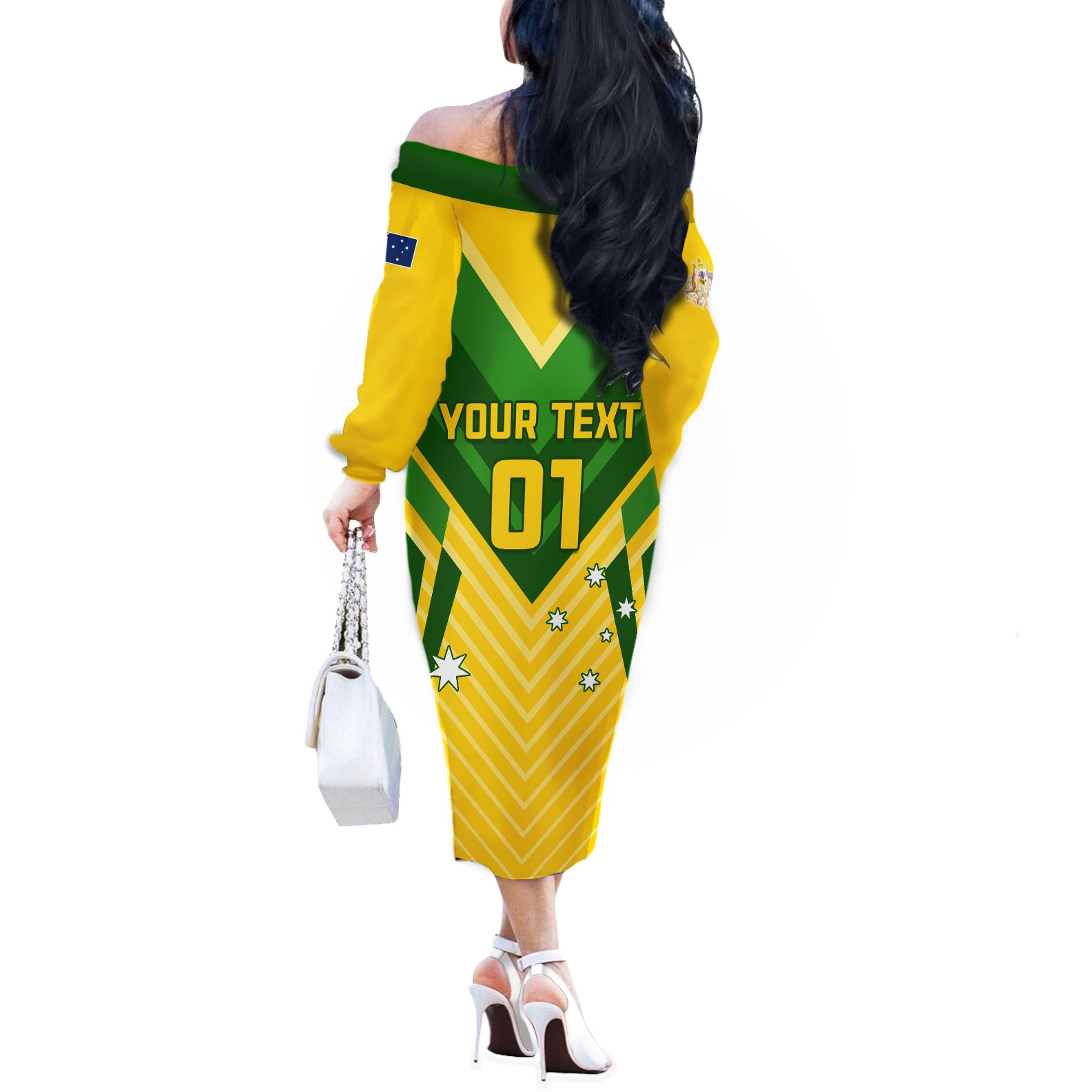 Australia Soccer Off The Shoulder Long Sleeve Dress Go Socceroos