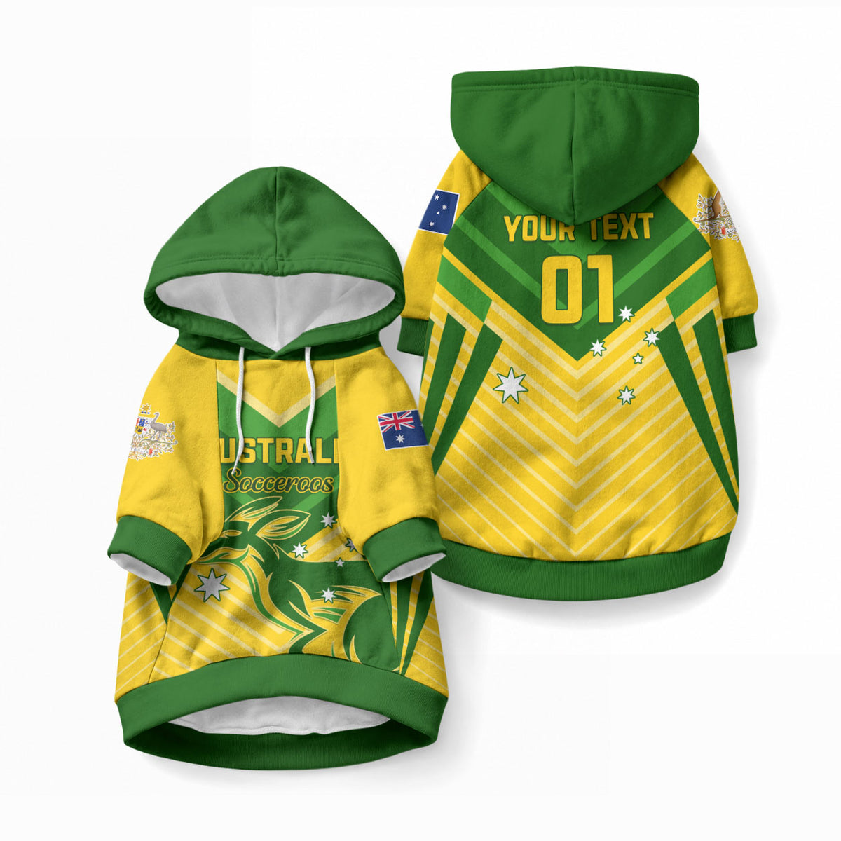 Custom Australia Soccer Pet Hoodie Go Socceroos