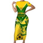 Australia Soccer Short Sleeve Bodycon Dress Go Socceroos