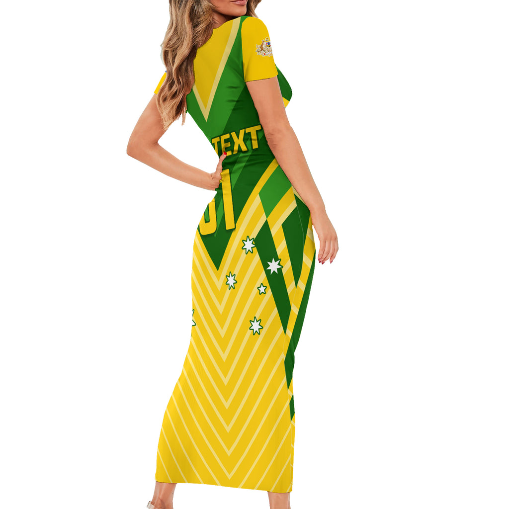 Australia Soccer Short Sleeve Bodycon Dress Go Socceroos