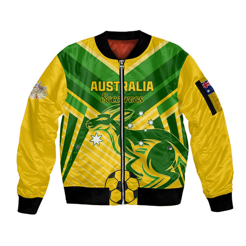 Australia Soccer Sleeve Zip Bomber Jacket Go Socceroos