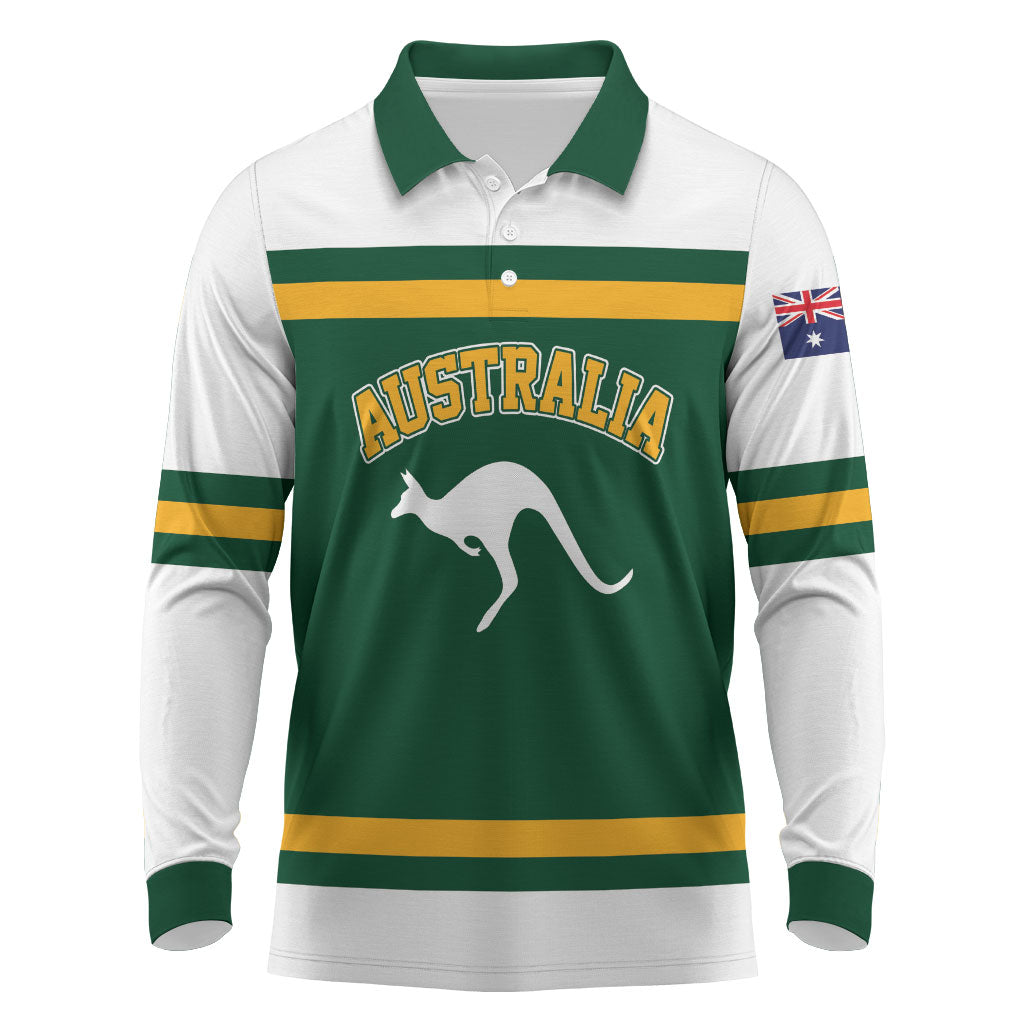 Custom Hockey Australia Long Sleeve Polo Shirt Kookaburras Go Champions