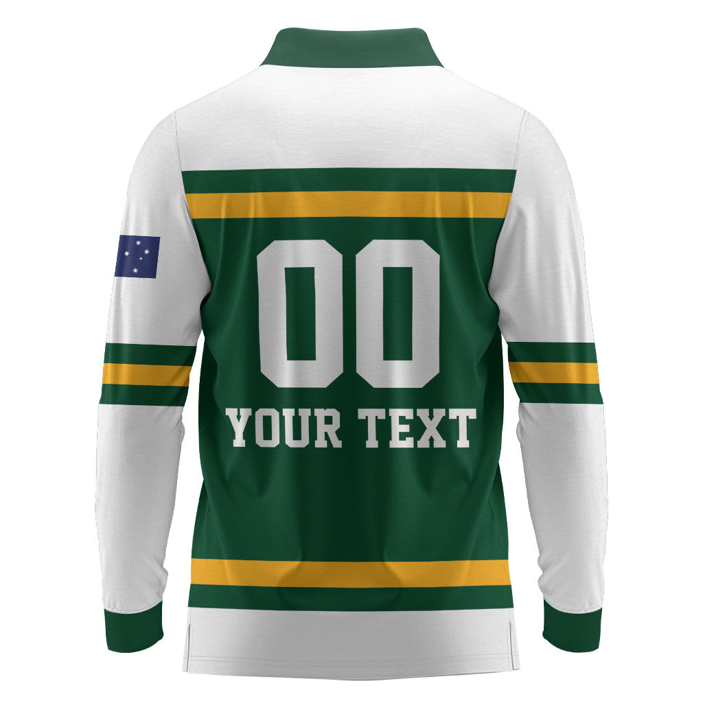 Custom Hockey Australia Long Sleeve Polo Shirt Kookaburras Go Champions