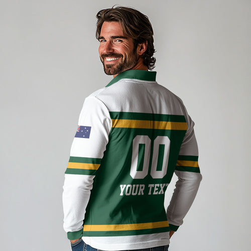 Custom Hockey Australia Long Sleeve Polo Shirt Kookaburras Go Champions