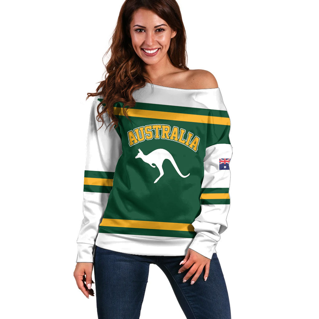 Custom Hockey Australia Off Shoulder Sweater Kookaburras Go Champions
