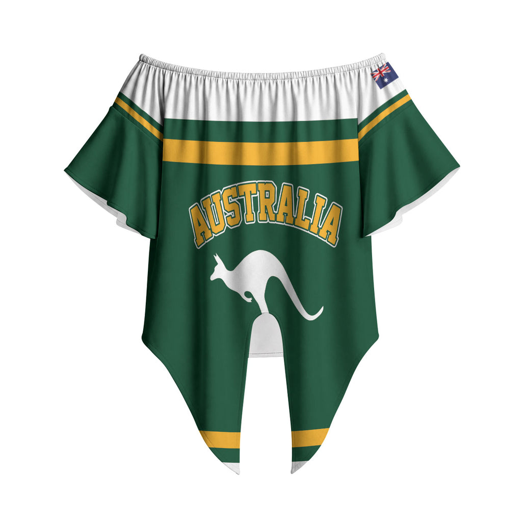 Custom Hockey Australia Off Shoulder Wrap Waist Top Kookaburras Go Champions