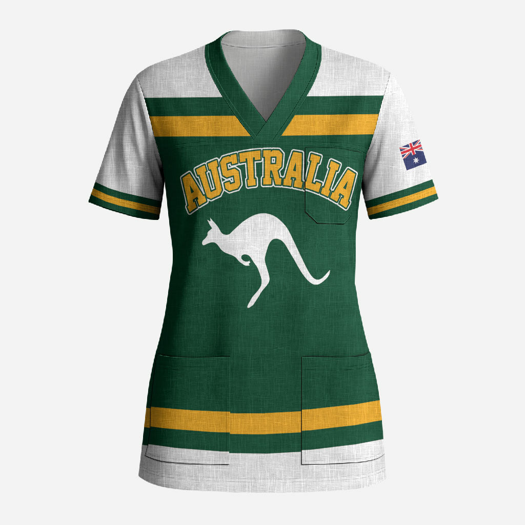 Custom Hockey Australia Scrub Top Kookaburras Go Champions