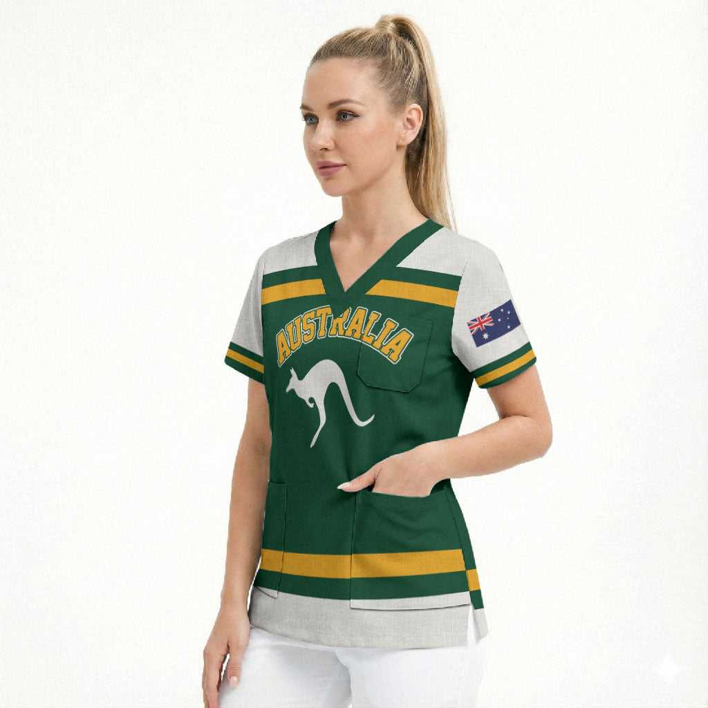 Custom Hockey Australia Scrub Top Kookaburras Go Champions